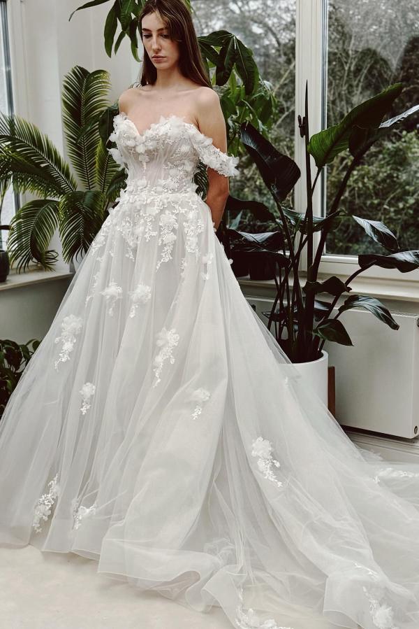 Moderne Hochzeitskleider A Linie | Brautkleider mit Spitze-Misshow.de