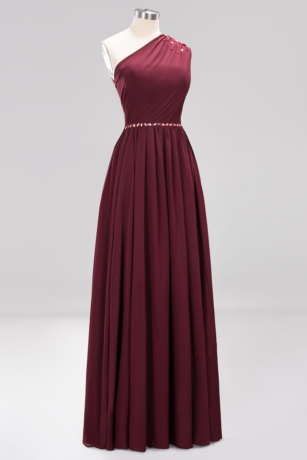 Designer Brautjungfernkleider Lang Weinrot | Chiffon Kleider Abendkleider