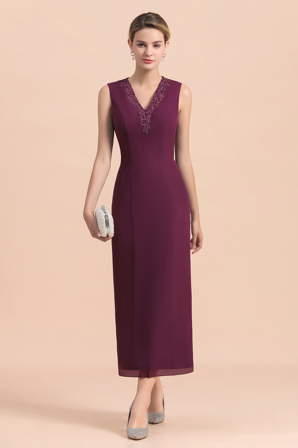 Grape Brautmutterkleider mit Jacket | Chiffon Kleider Brautmutter Suit-Misshow.de