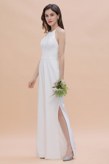 Jumpsuit Chiffon Kleider Günstig | Brautjungfernkleider Lang Weiß