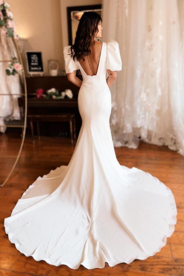 Schlichte Hochzeitskleider mit Ärmel | Brautkleider Meerjungfrau Stil