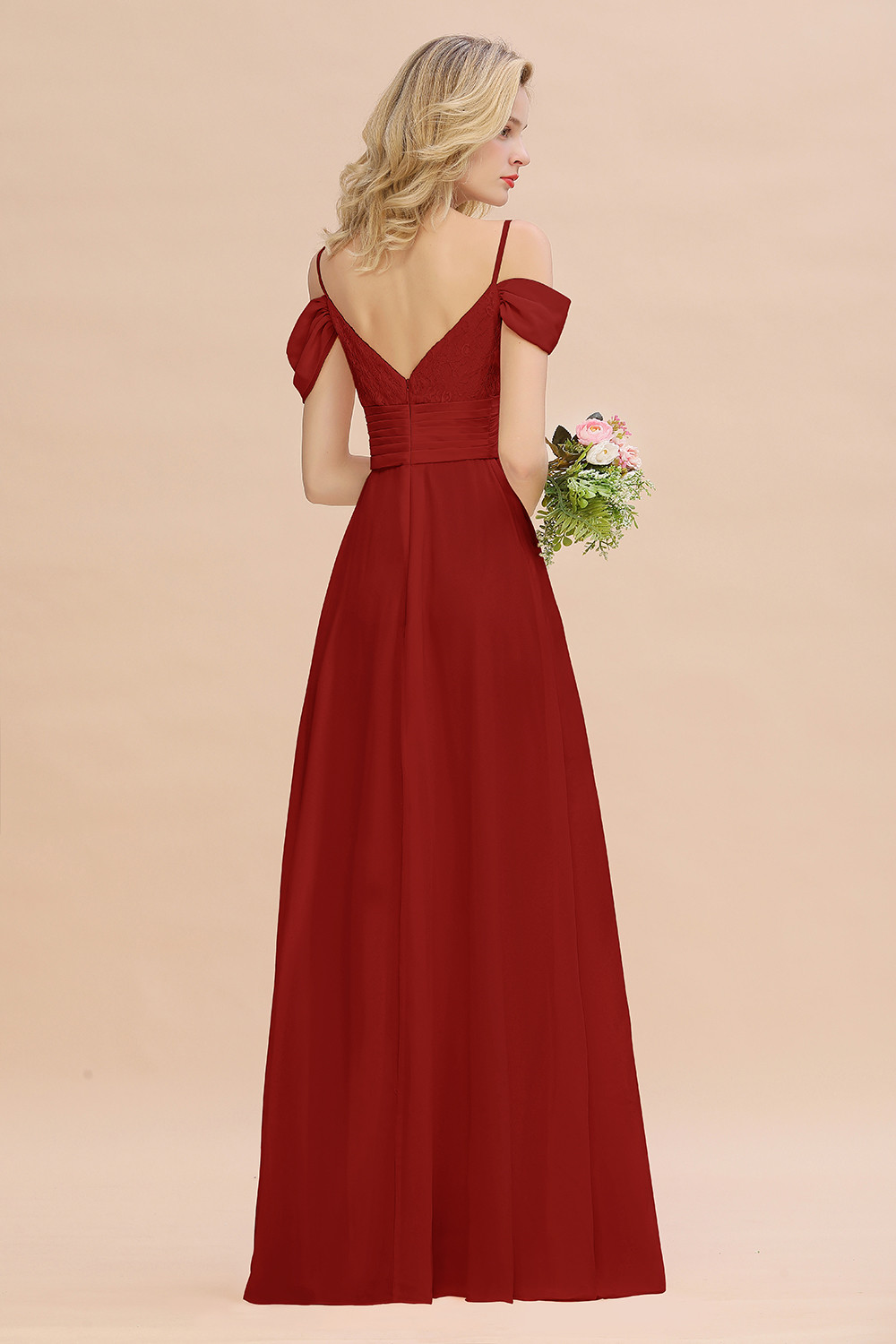 Brautjungfernkleider Lang Rosa | Chiffon Kleider Abendmoden-Misshow.de