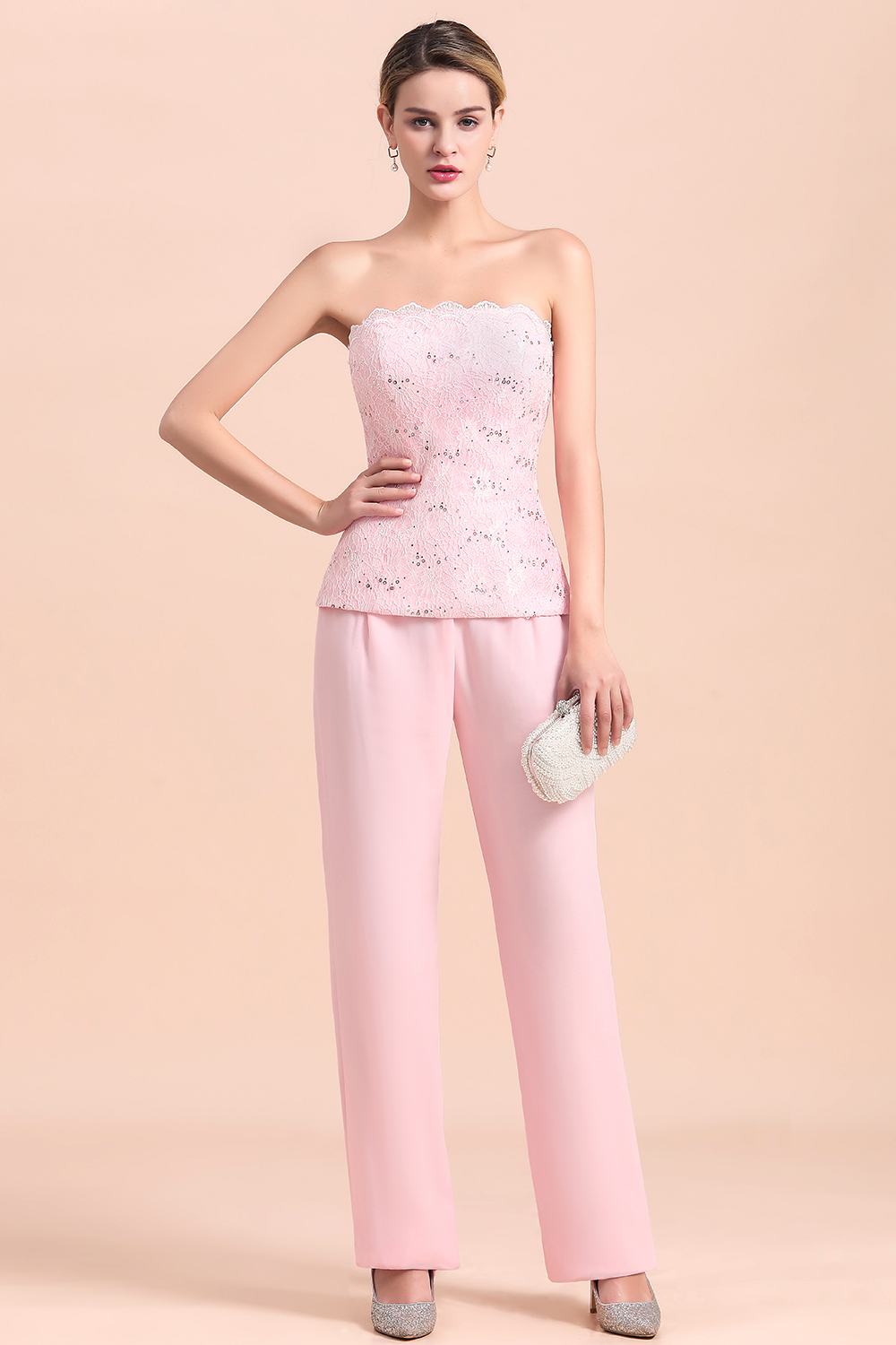 Rosa Brautmutterkleider Mit Bolero | Jumpsuit Brautmutterkleid Günstig-Misshow.de