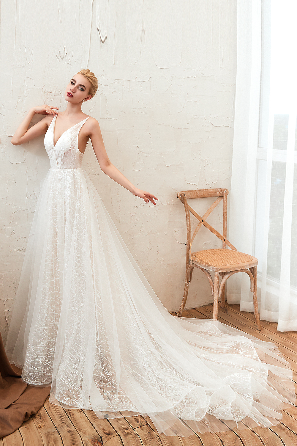 Boho Hochzeitskleid A Linie | Schlichte Brautkleider Günstig Online-Misshow.de
