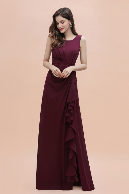 Schlichtes Abendkleid | Brautjungfernkleider Lang Weinrot