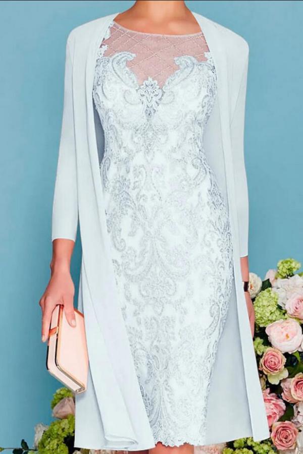 Designer Brautmutterkleider Rosa | 2 Teilige Spitze Kleider Brautmutter