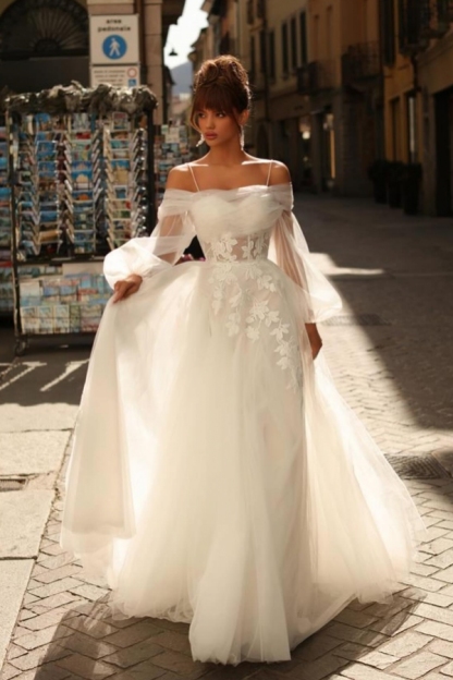Elegante Hochzeitskleider A Linie | Brautkleider Mit Spitze