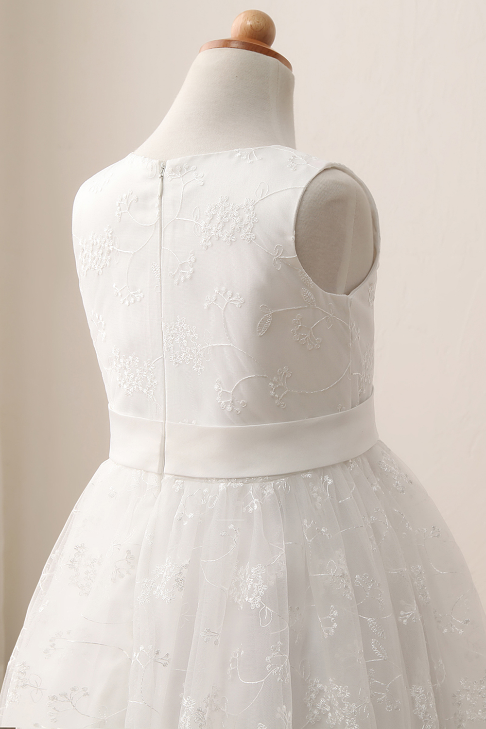 Günstige Blumenmädchenkleider Creme | Kinder Hochzeitskleider Spitze-Misshow.de