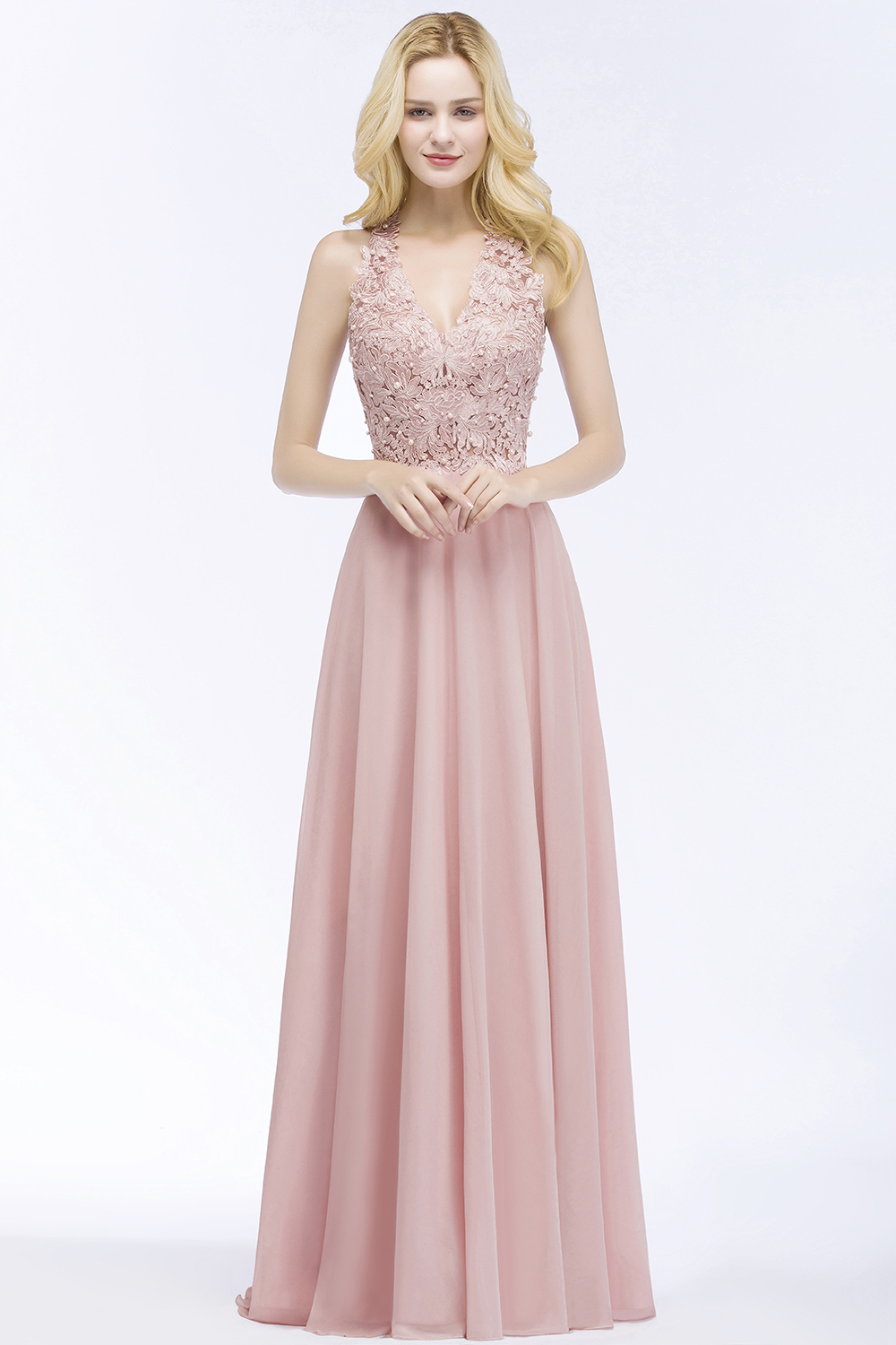 Schlichtes Abendkleid Lang Rosa | Abendmoden Online