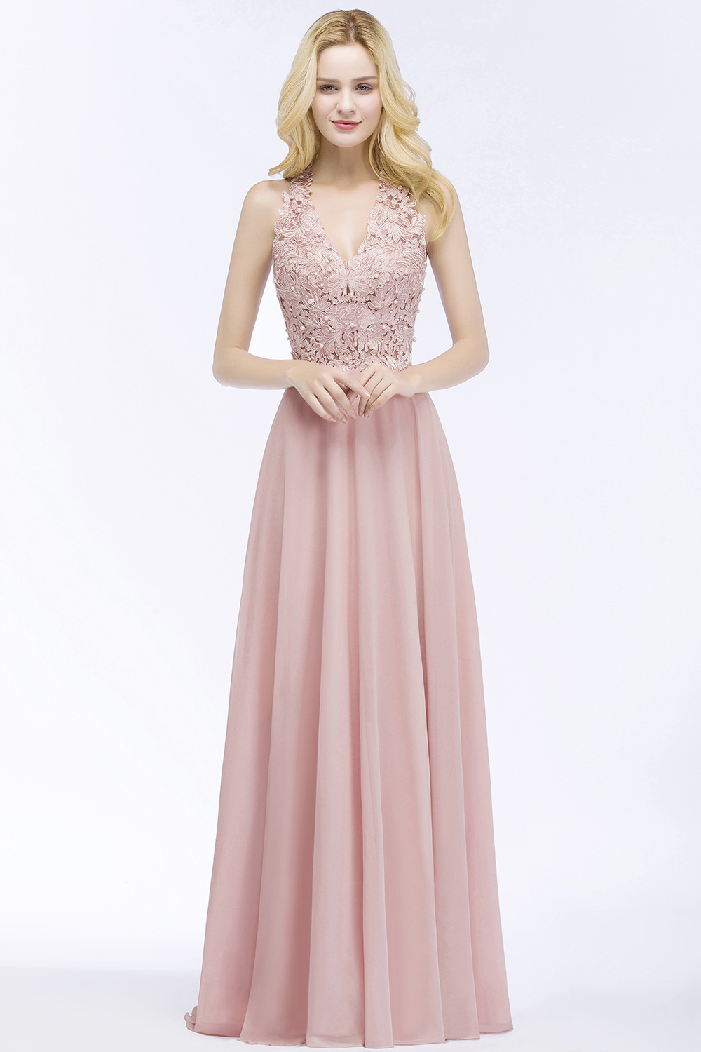 Schlichtes Abendkleid Lang Rosa | Abendmoden Online