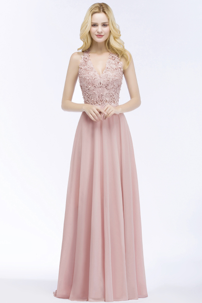 Schlichtes Abendkleid Lang Rosa | Abendmoden Online