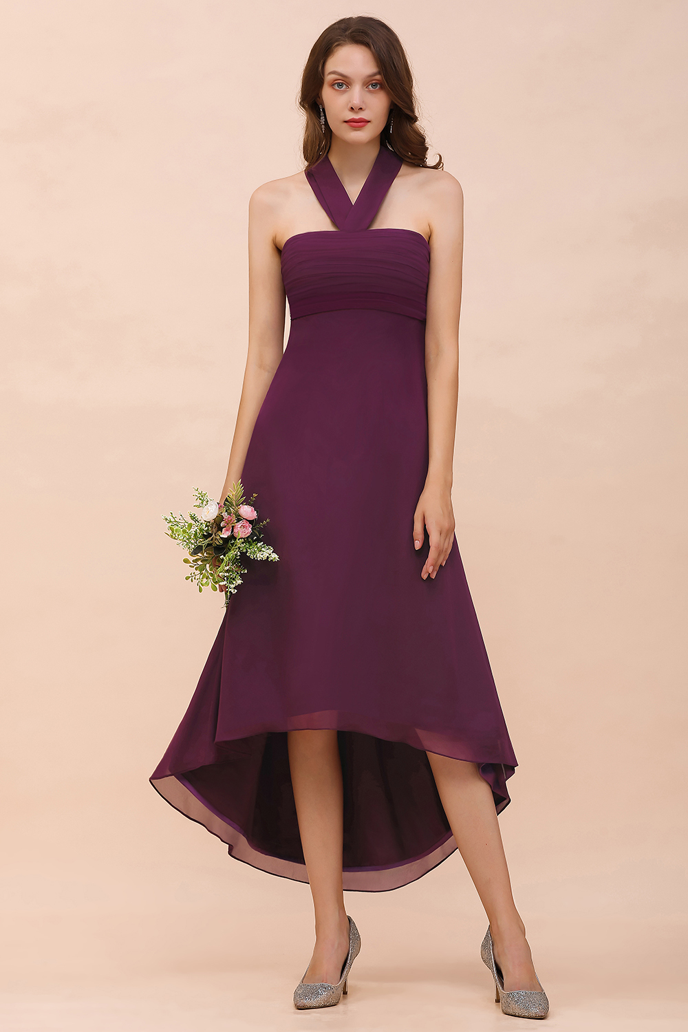 Grape Brautjungfernkleider Kurz | Chiffon Kleider Partykleider
