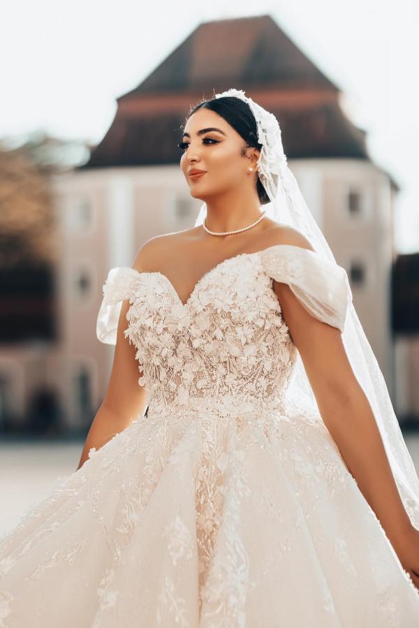 Neue Hochzeitskleider mit Spitze | Brautkleider A Linie Glitzer