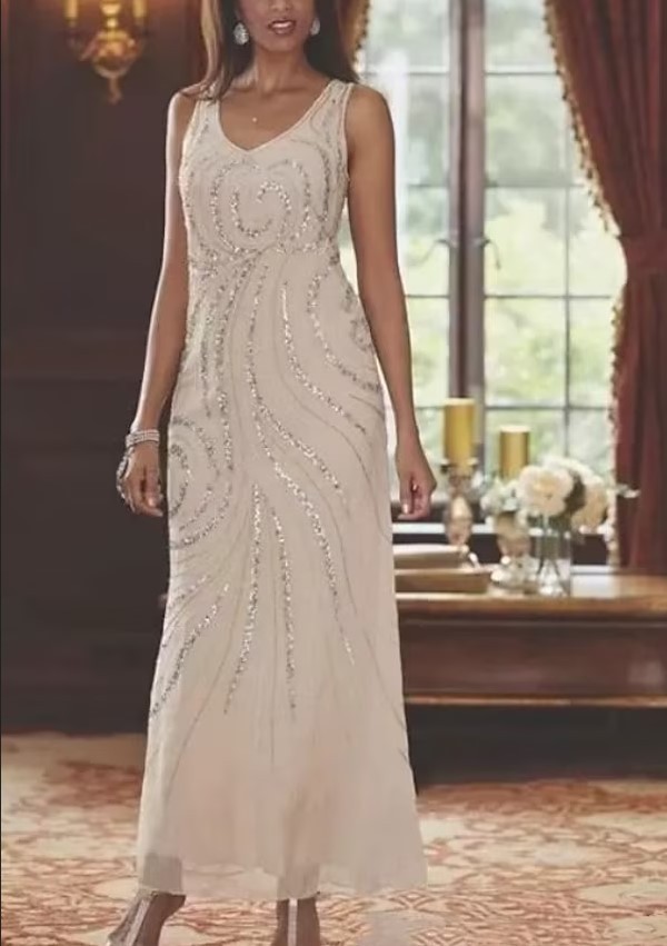 Elegante weiße Brautmutterkleider | Mutterkleider mit Glitzer