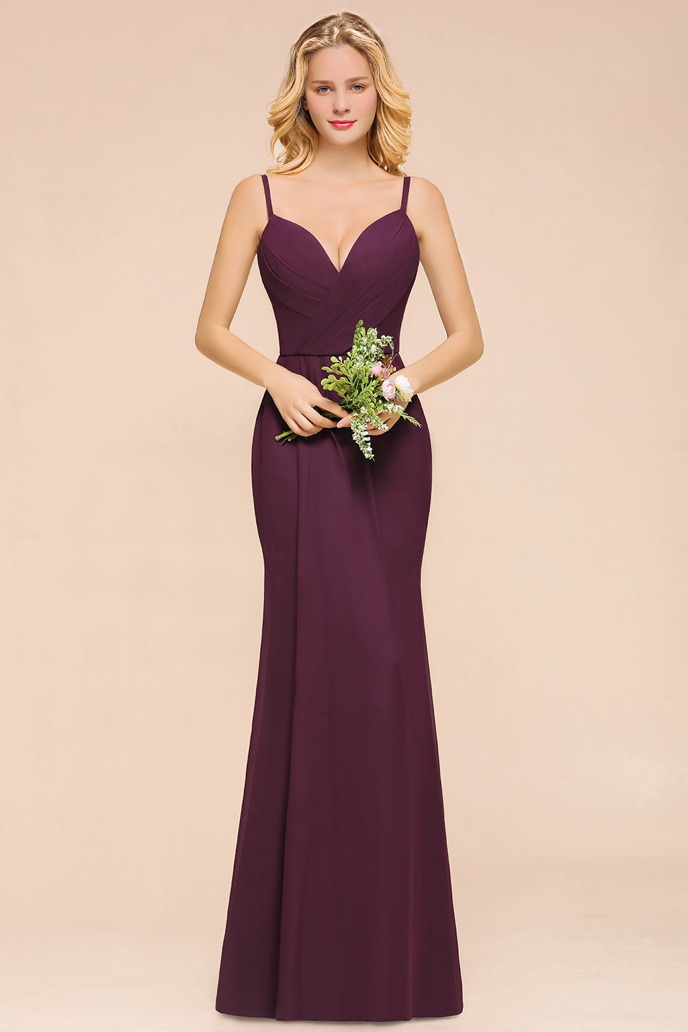 Grape Brautjungfernkleider Satin | Brautjungfernkleid Lang Günstig-Misshow.de