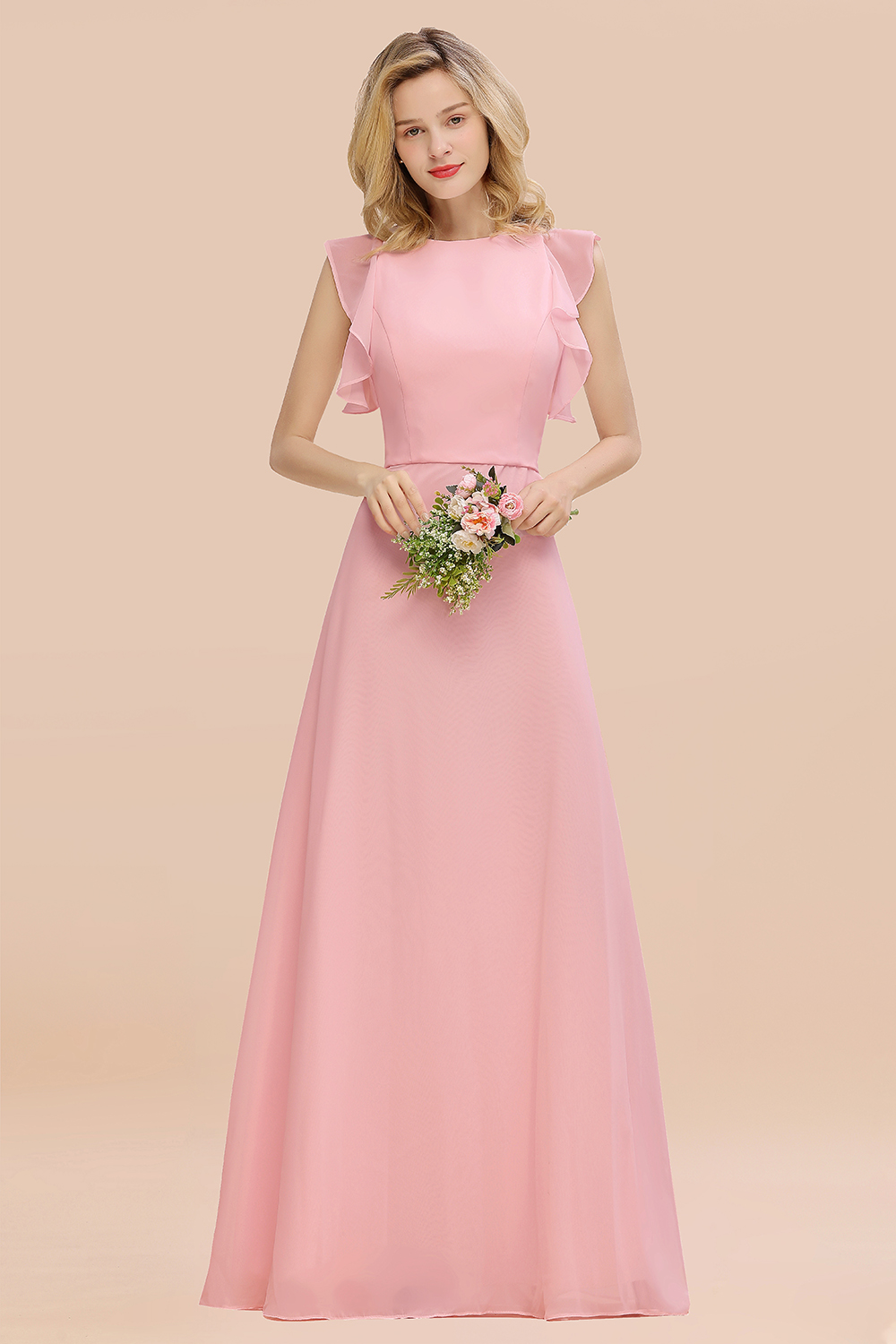 Rosa Bruatjungfernkleider Chiffon | Kleider Brautjungfer Günstig-Misshow.de