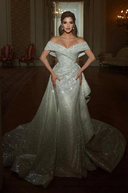 Designer Hochzeitskleider Mit Glitzer | Brautkleider A Linie Günstig