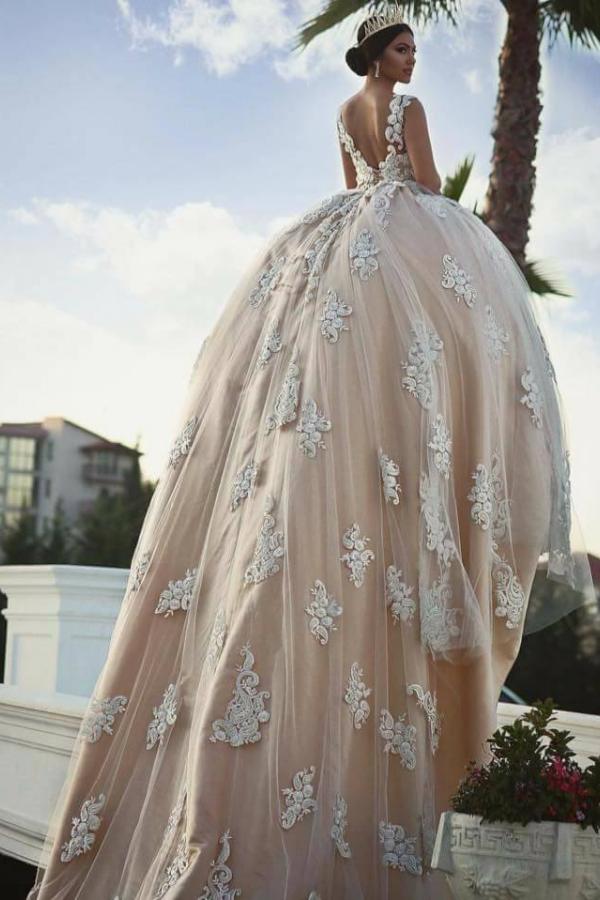 Extravegante Brautkleider Prinzessin l Designer Hochzetiskleider Spitze-Misshow.de