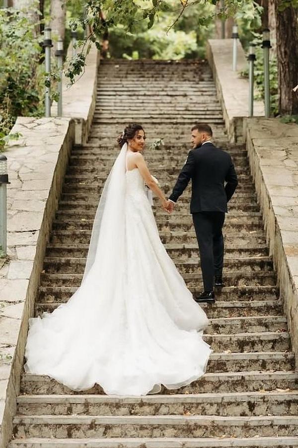 Schönes Hochzeitskleid A Linie | Brautkleider mit Spitze