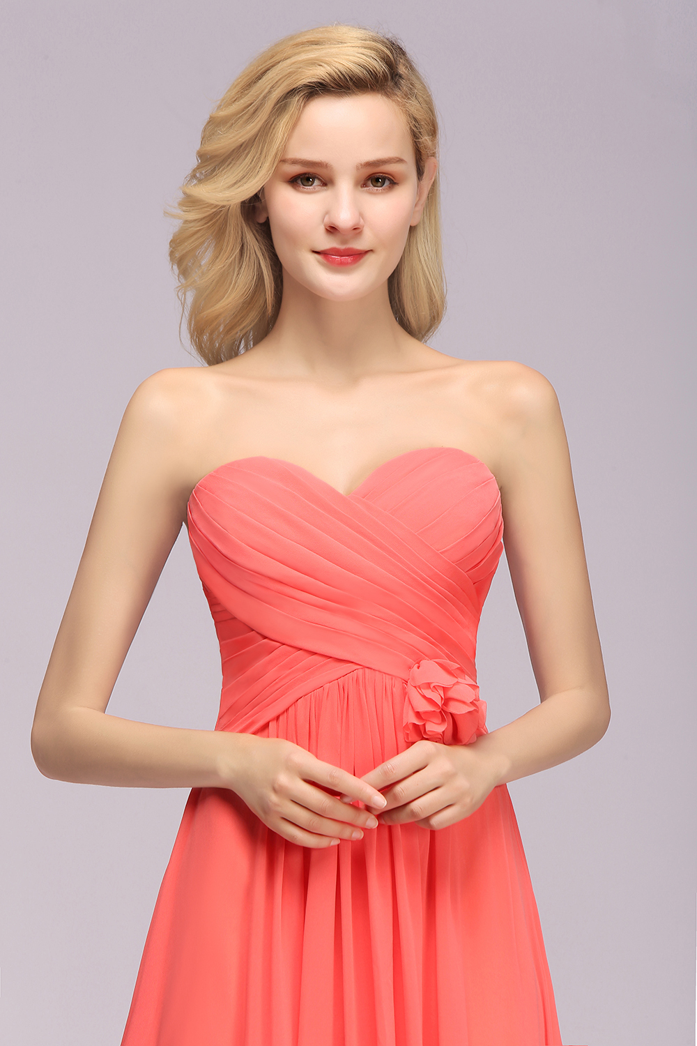 Organge Brautjungfernkleider Lang Günstig | Chiffon Kleider Online