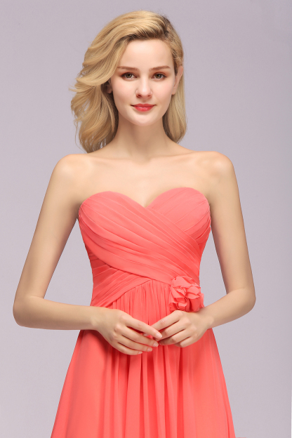 Organge Brautjungfernkleider Lang Günstig | Chiffon Kleider Online