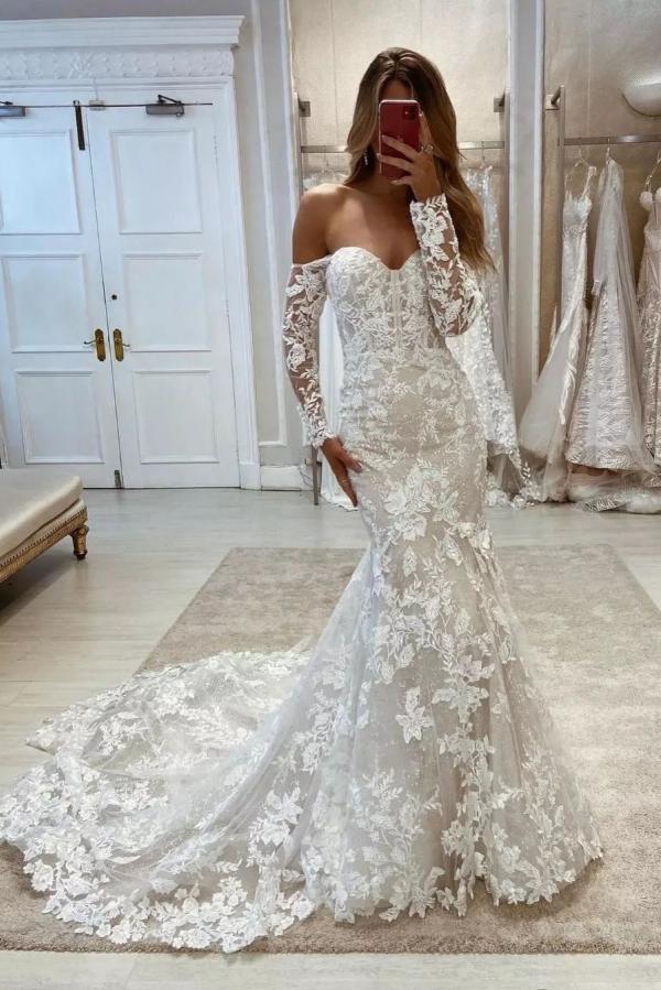 Wunderschöne Brautkleider Meerjungfrau Stil Spitze Hochzeitskleider Brautmoden