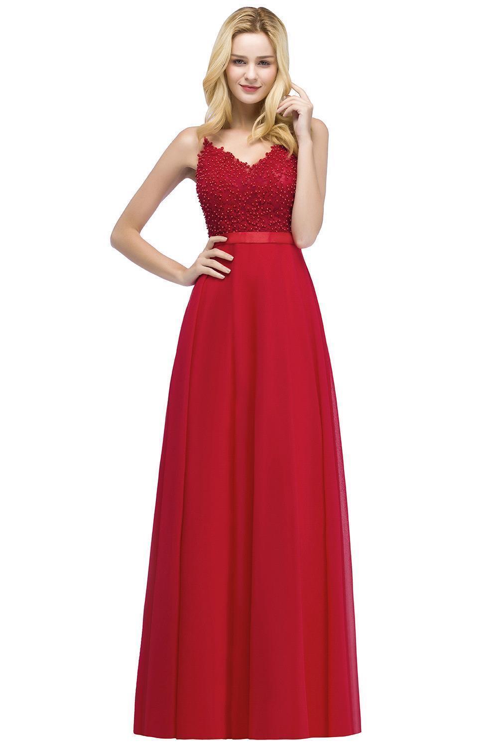 Elegante Abendkleider Lang Rot | Abendmoden Online-Misshow.de