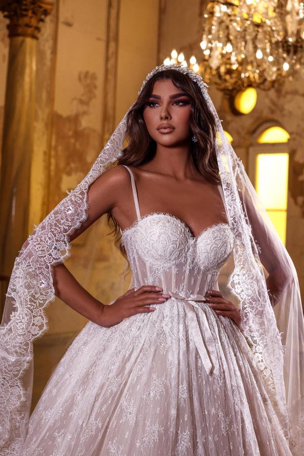 Elegantes Brautkleid Prinzessin | Hochzeitskleider Spitze Online-Misshow.de
