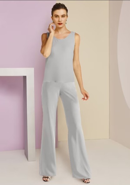 Silbere 3 Teilen Brautmutterkleider | Mutterkleid mit Jacket