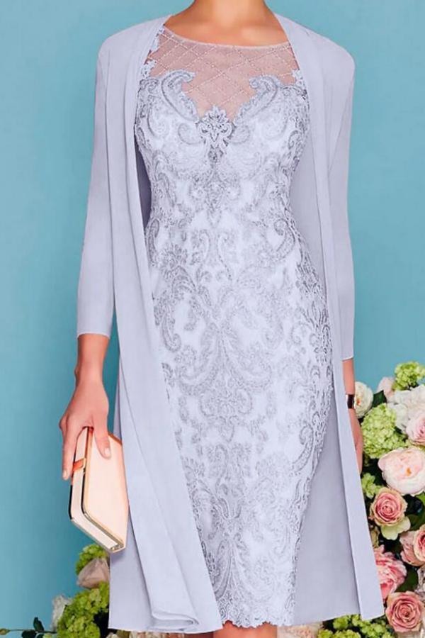 Designer Brautmutterkleider Rosa | 2 Teilige Spitze Kleider Brautmutter
