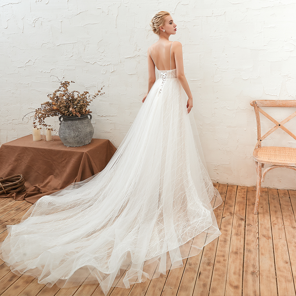 Boho Hochzeitskleid A Linie | Schlichte Brautkleider Günstig Online-Misshow.de