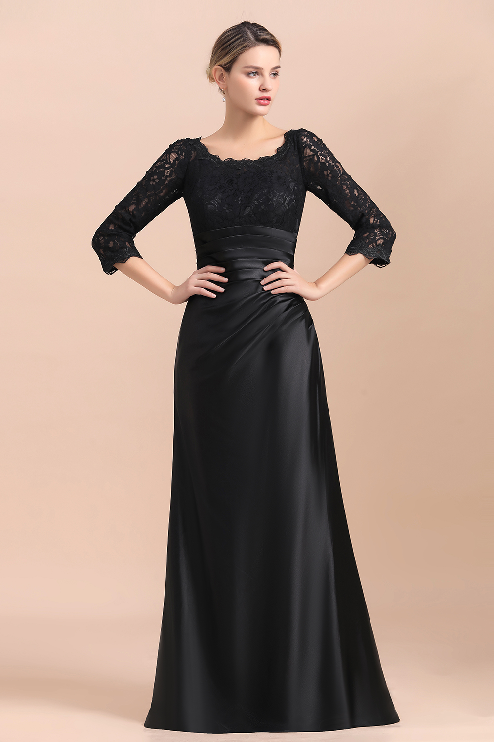 Schwarzes Brautmutterkleid | Brautmutterkleider Lang Mit Ärmel-Misshow.de