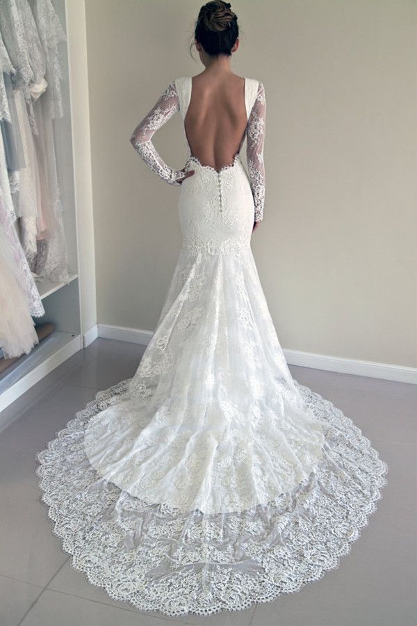 Günstig Weiße Hochzeitskleider Spitze Günstig Meerjungfrau Brautkleider Online Kaufen