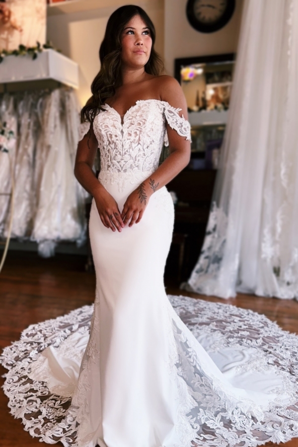Schöne Hochzeitskleider Lang Spitze | Brautkleider Mit Schleppe