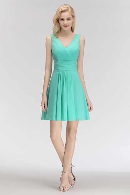 Kurze Brautjungfernkleider Mint | Chiffon Kleider Günstig