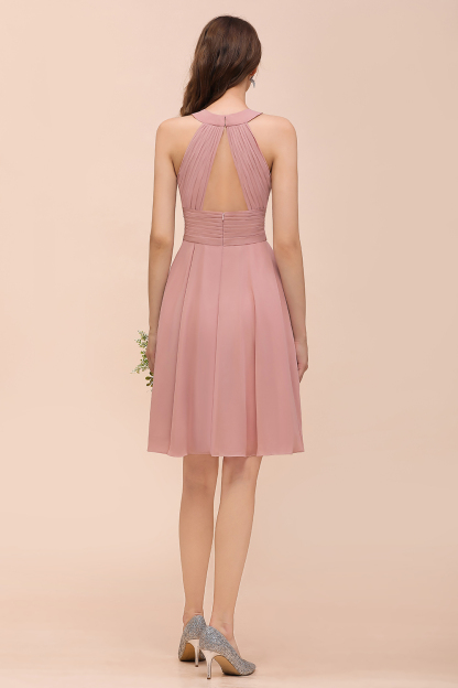 Brautjungfernkleider Altrosa Kurz | Chiffon Kleider Günstig