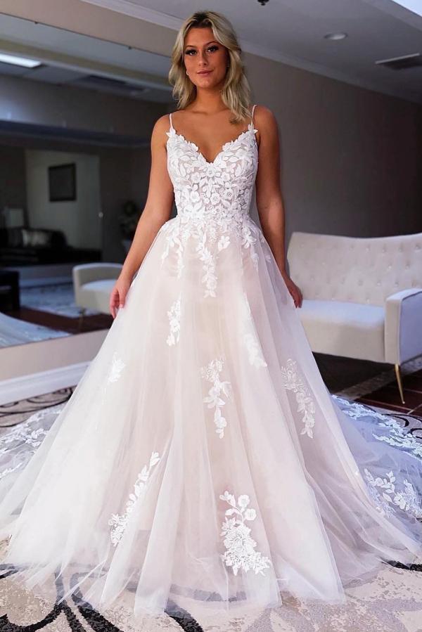 Schlichte Hochzeitskleider Günstig | Brautkleider A Linie Spitze