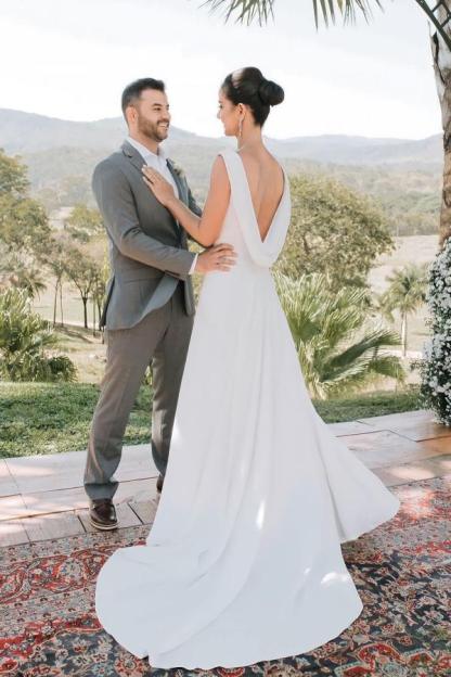 Schlichte Hochzeitskleider A Linie | Sommer Brautkleider Günstig