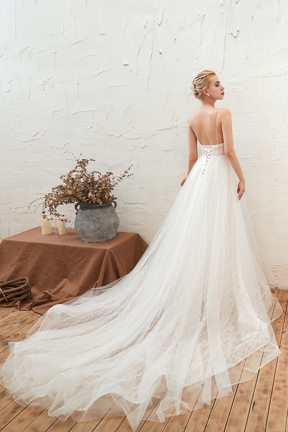Boho Hochzeitskleid A Linie | Schlichte Brautkleider Günstig Online-Misshow.de