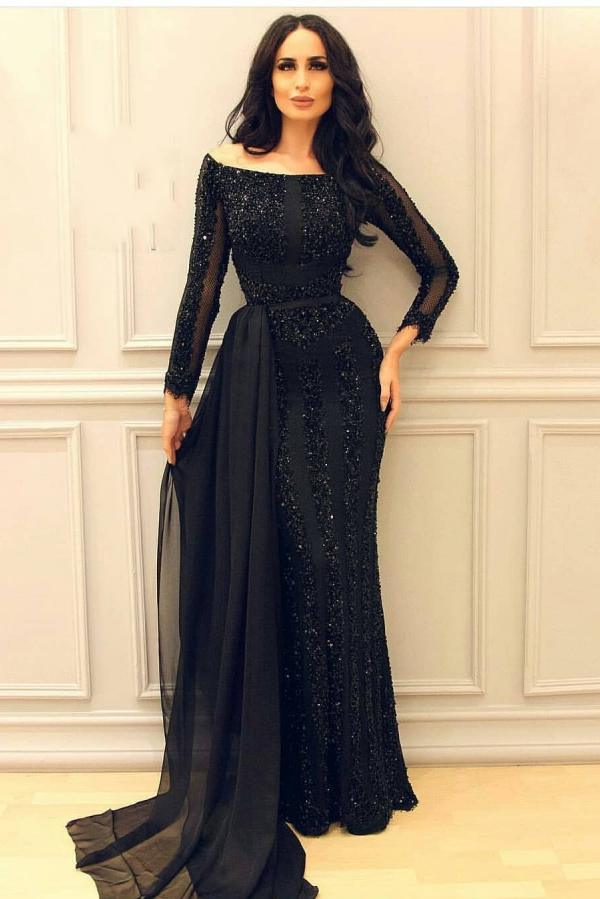 Abendkleider Lang Schwarz | Günstig Abendkleid Mit Ärmel Online