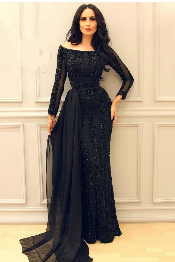 Abendkleider Lang Schwarz | Günstig Abendkleid Mit Ärmel Online