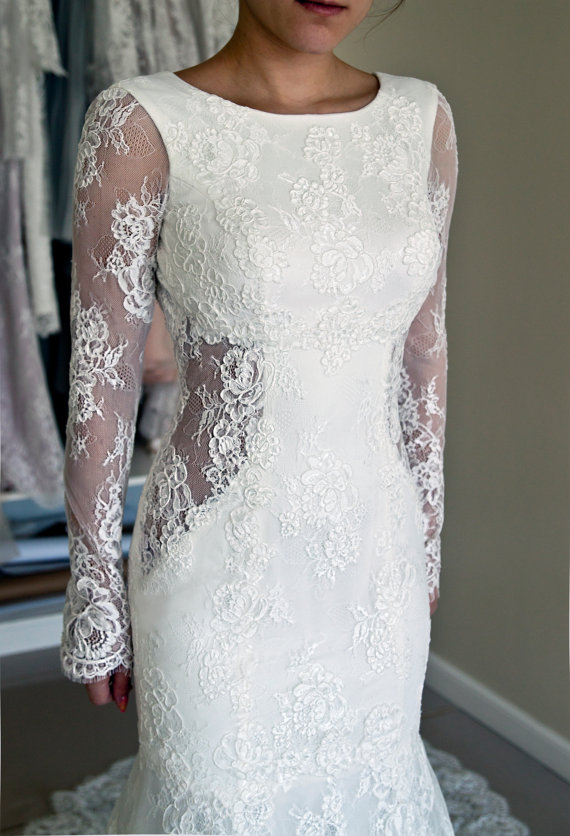 Günstig Weiße Hochzeitskleider Spitze Günstig Meerjungfrau Brautkleider Online Kaufen-Misshow.de