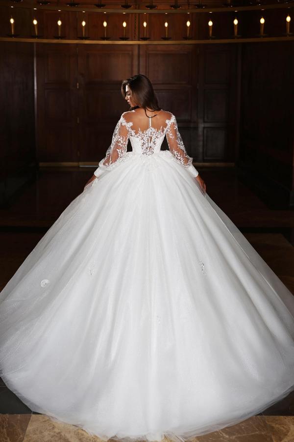 Elegante Brautkleider Prinzessin Spitze | Hochzeitskleider mit Ärmel-Misshow.de