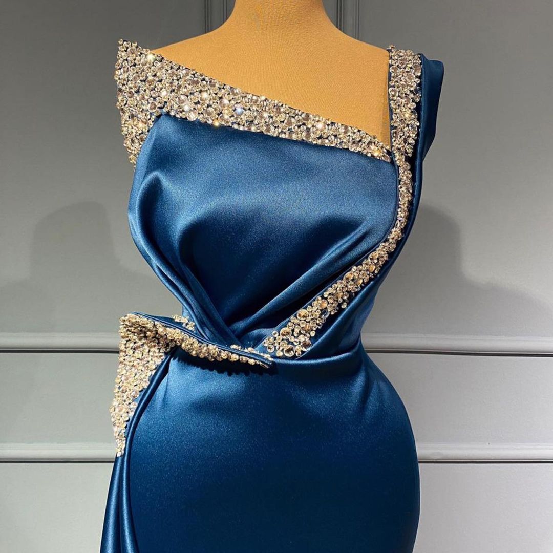 Elegante Abendkleider Lang Blau | Abiballkleider mit Glitzer-Misshow.de