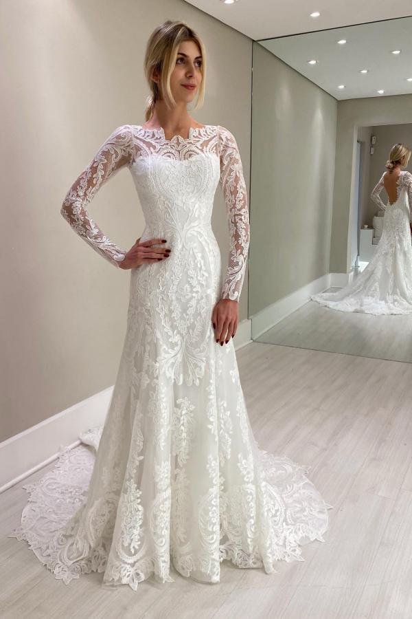Modern Hochzeitskleider Meerjungfrau Spitze | Brautkleider mit Ärmel