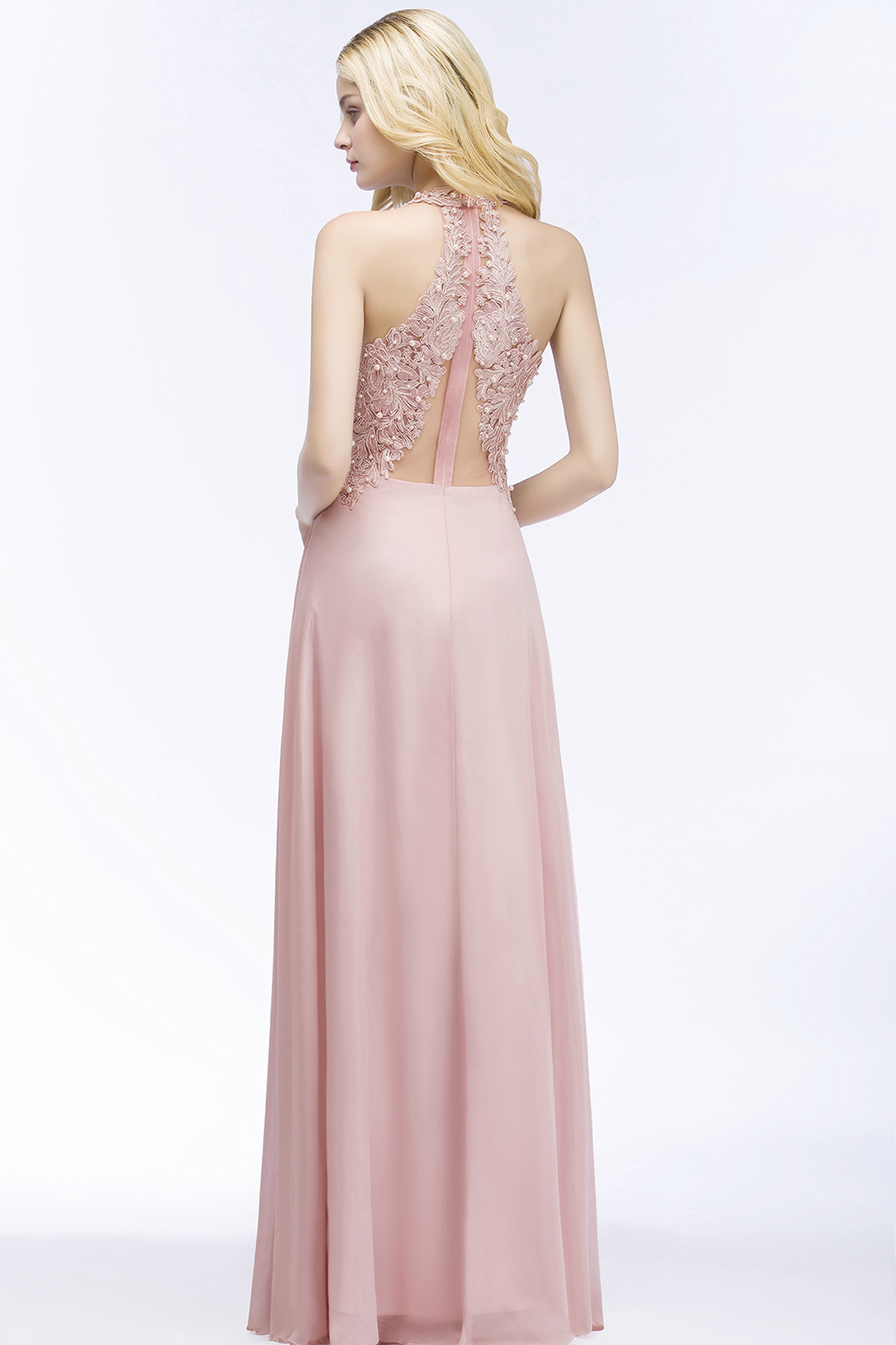 Schlichtes Abendkleid Lang Rosa | Abendmoden Online