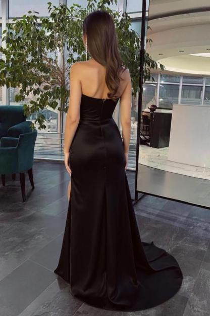 Schlichtes Abendkleid Lang Schwarz | Abiballkleider Günstig