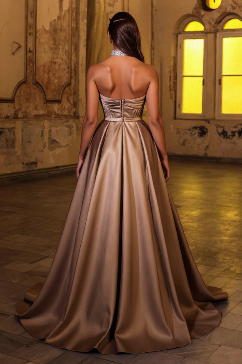 Champgner Abendkleider Lang | Ballkleid mit Glitzer-Misshow.de