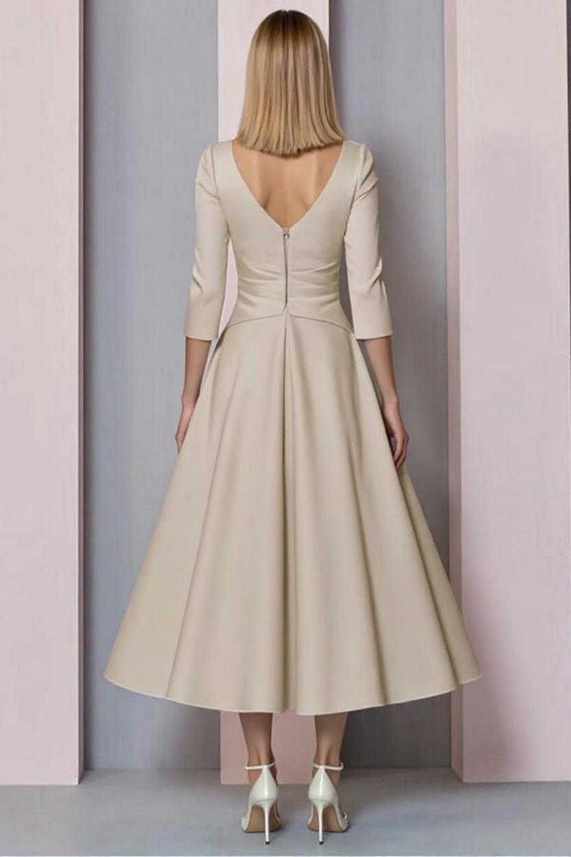 Schlichte Brautmutterkleider Mit Ärmel | Kurze Kleider für Brautmutter-Misshow.de