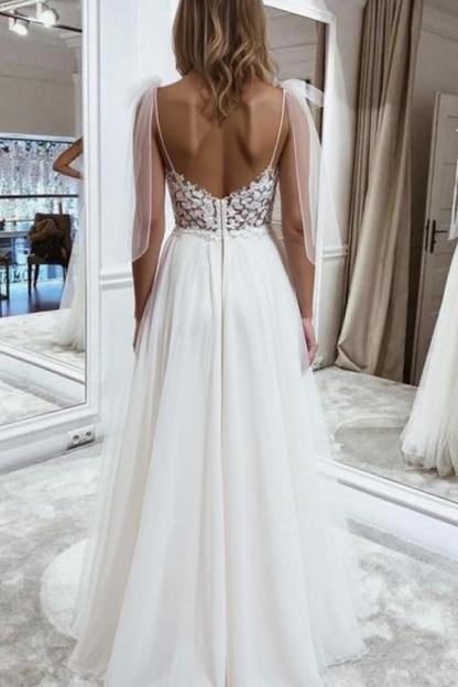 Schlichte Brautkleider Boho | Hochzeitskleider mit Spitze-Misshow.de